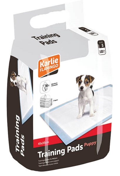 Palutė šunims Flamingo Pee Training Pad 1031319, 45 cm x 35 cm, 10 vnt. balta sp. / žydra sp.