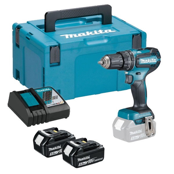 Smūginis gręžtuvas su akumuliatoriumi Makita DHP485RTJ, 18 V, 5 Ah