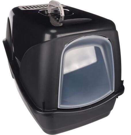 Uždaro tipo kačių tualetas Flamingo Gabby, juoda sp., uždaras, 54 cm x 37.5 cm x 38 cm