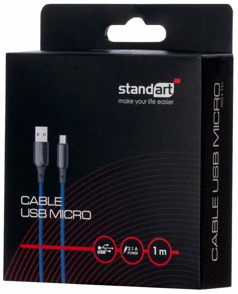 Laidas Standart GT-XG110, Micro USB, 100 cm, mėlyna sp.