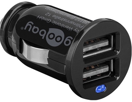 Automobilinis įkroviklis Goobay Twin, 2 x USB, juoda sp.