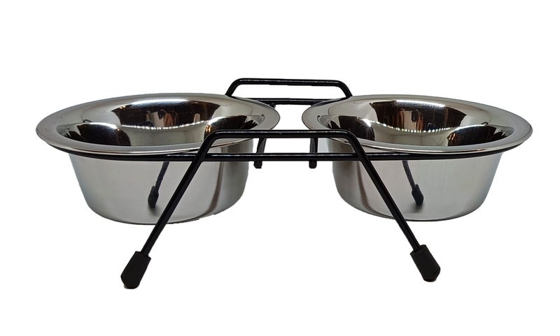Stovas su dubenėliais šuniui Höppy MS Wire Diner Trapeze, 0.24 l, 2 vnt., sidabro sp.