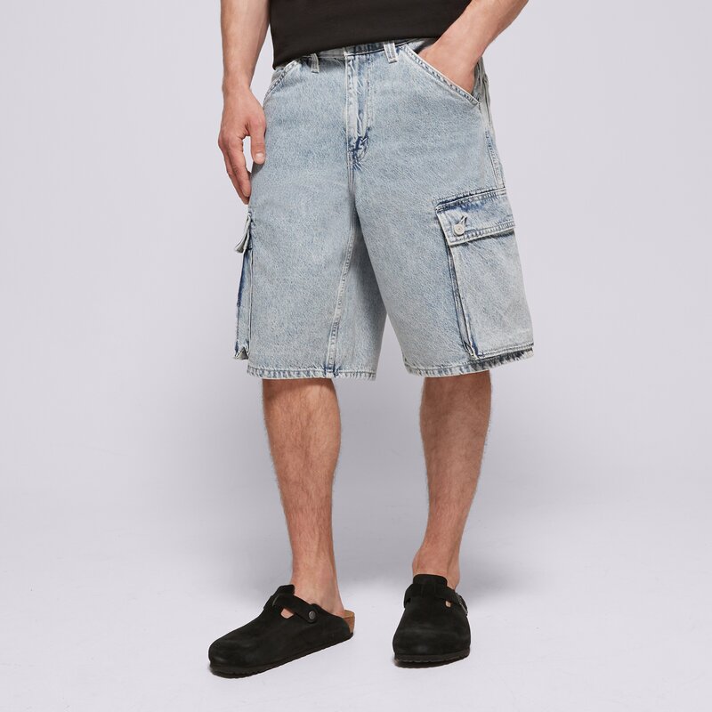 LEVI'S ŠORTAI 478 BAGGY CARGO SHORTS LIGHT INDIGO - WORN IN