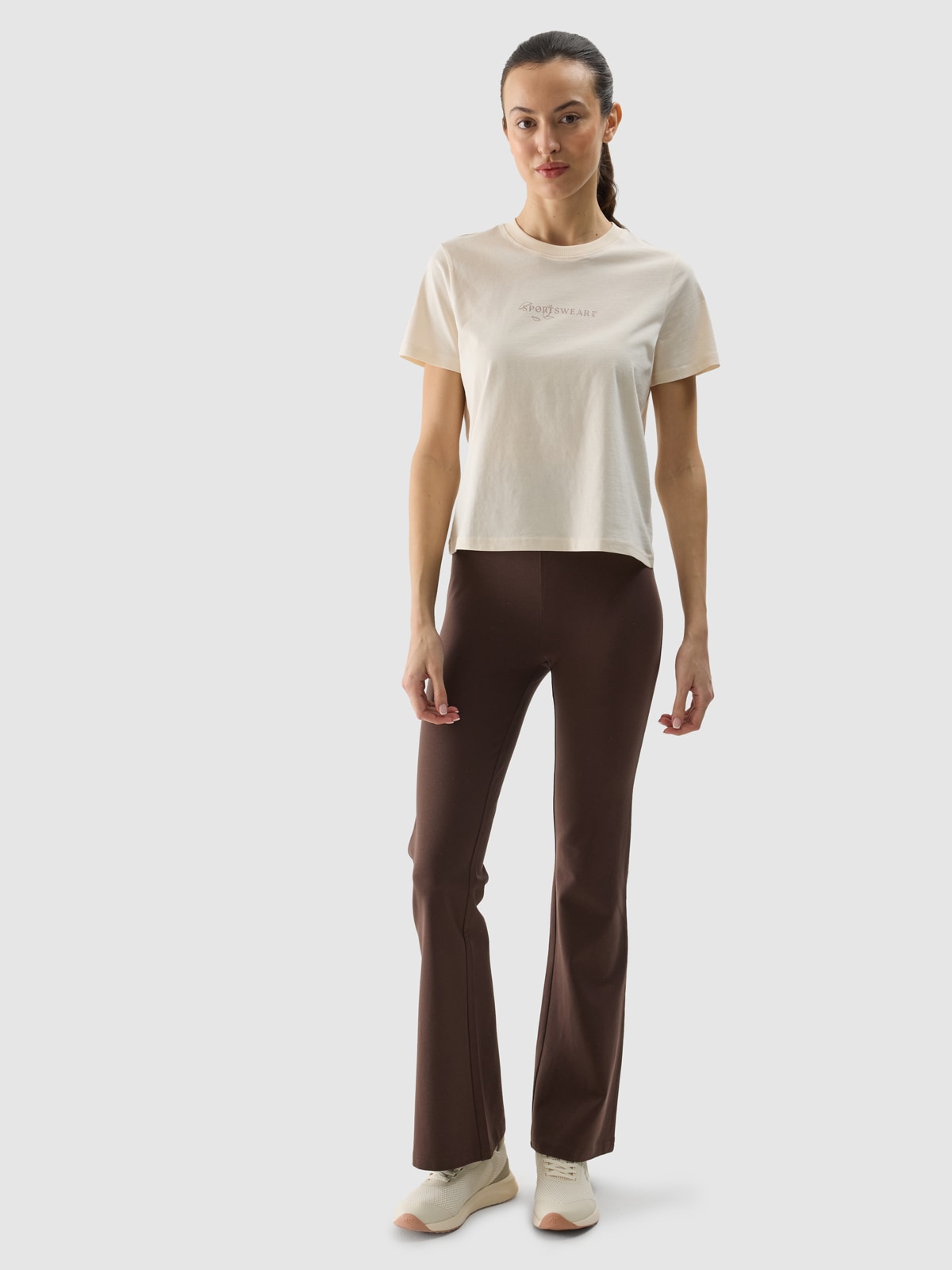 Moteriški T-shirt regular marškinėliai su grafika - kreminės spalvos