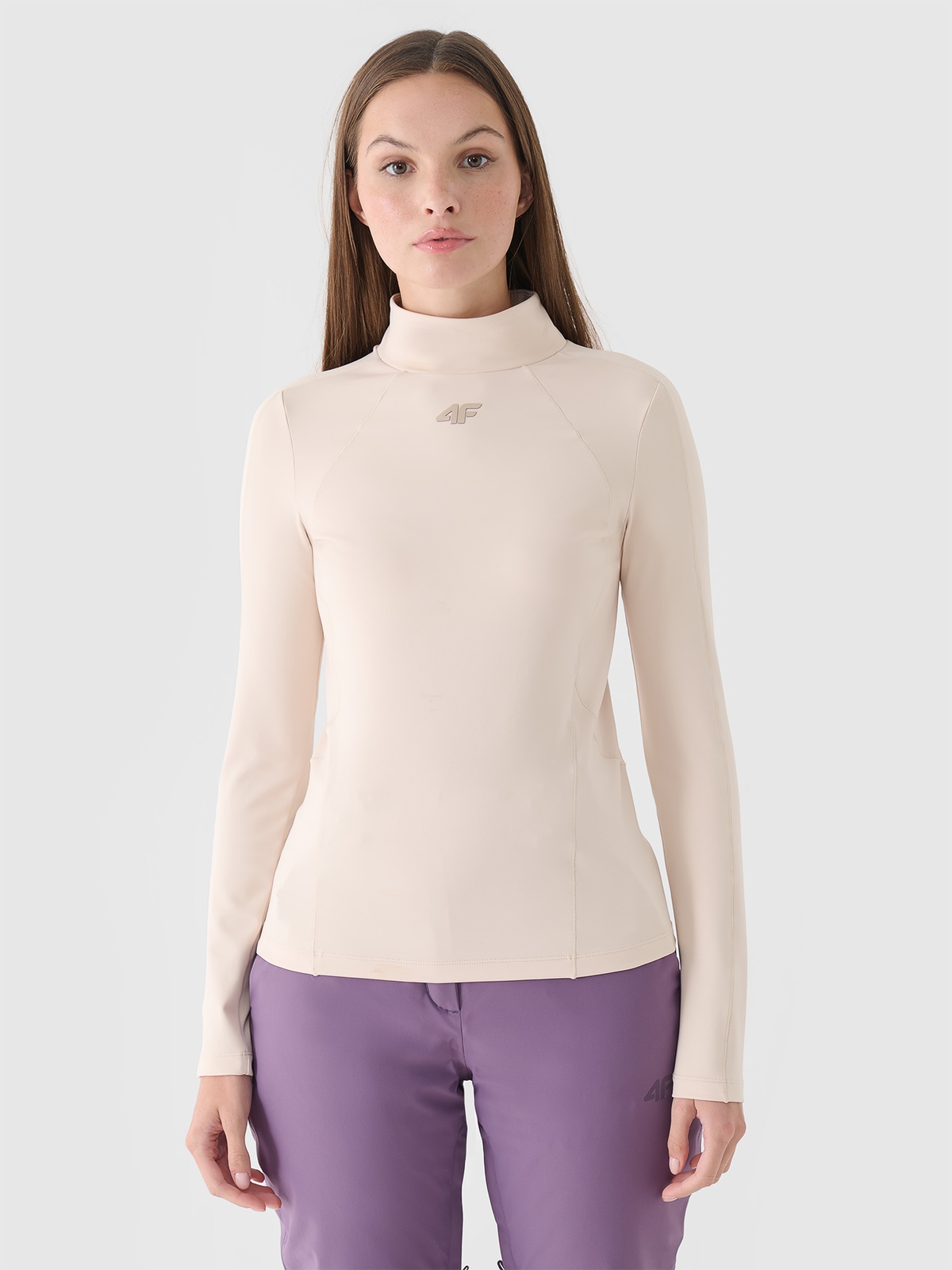 Moteriškas termoaktyvus sukarštas apatinis trikotažas (viršus) - smėlio spalvos