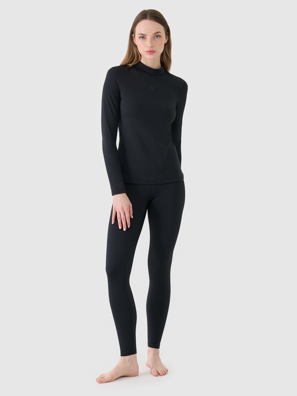 Moteriškas termoaktyvus sukarštas apatinis trikotažas (apačia) - juodas