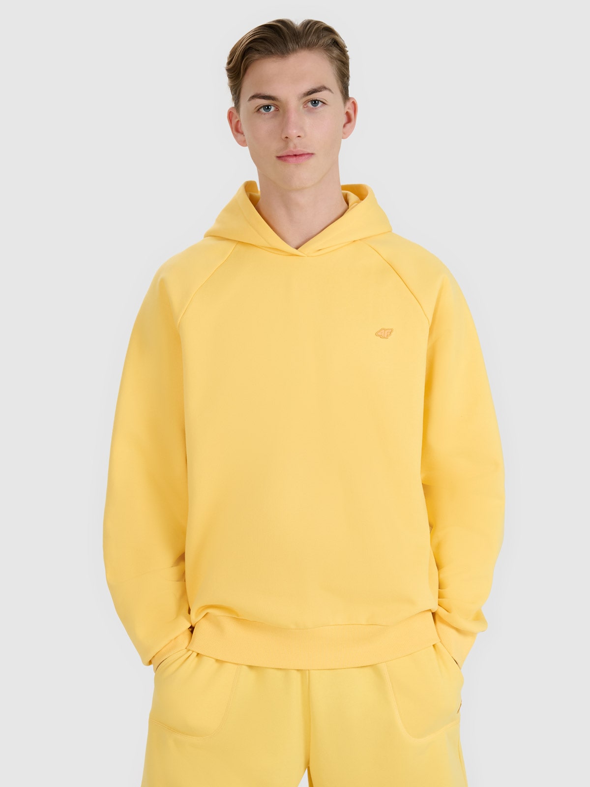 Sportinis neatsegamas džemperis su gobtuvu unisex - geltonas