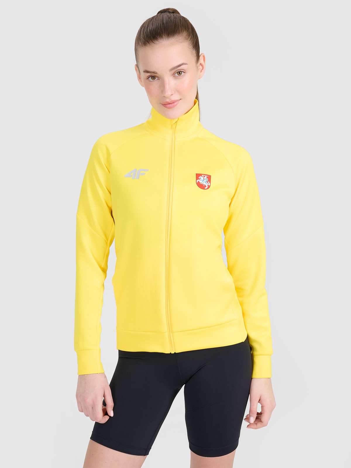 Moteriškas greitai džiūstantis atsegamas džemperis be gobtuvo 4F x LLAF- geltonas