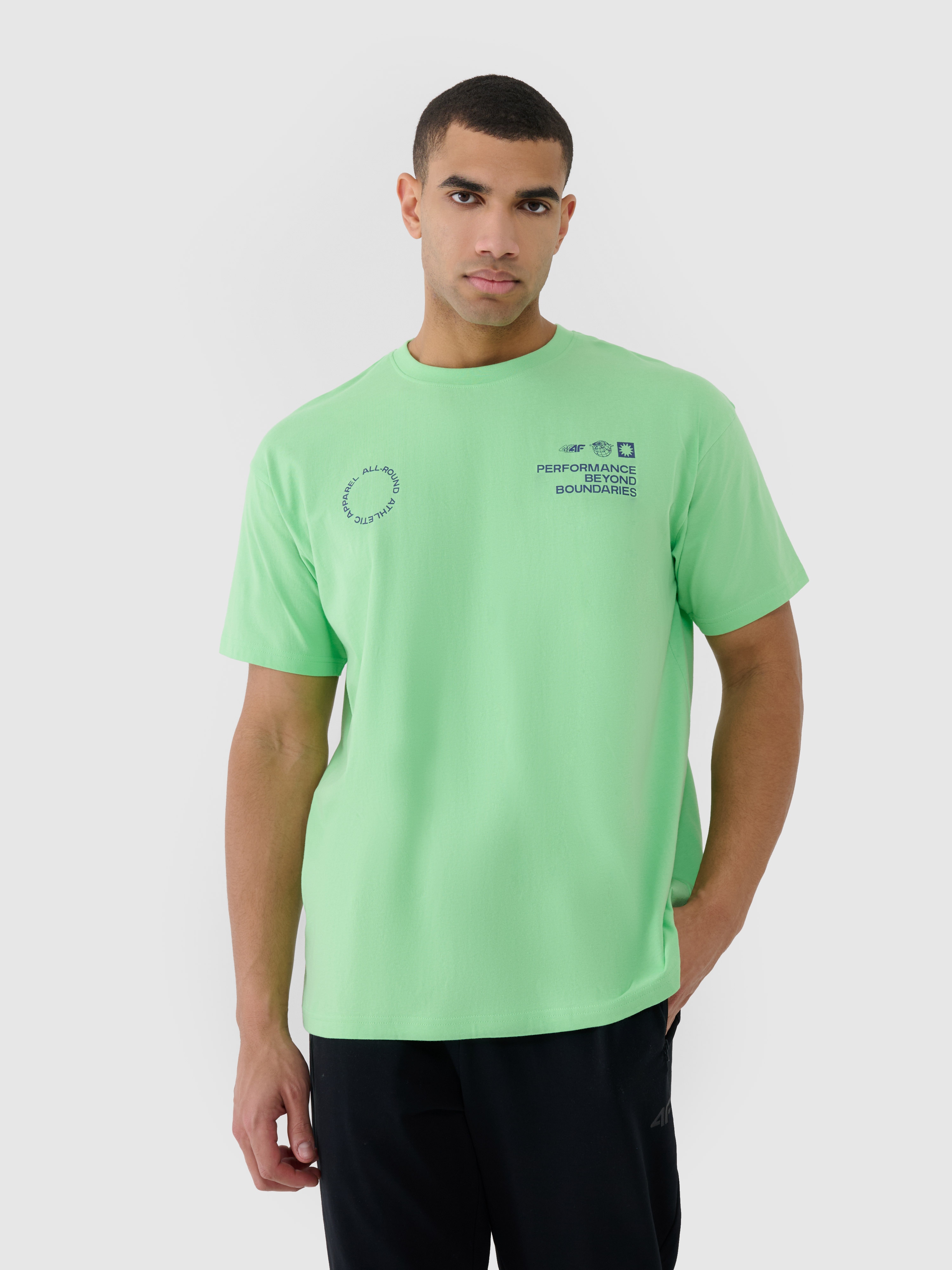 Vyriški T-shirt oversize marškinėliai su grafika - žali