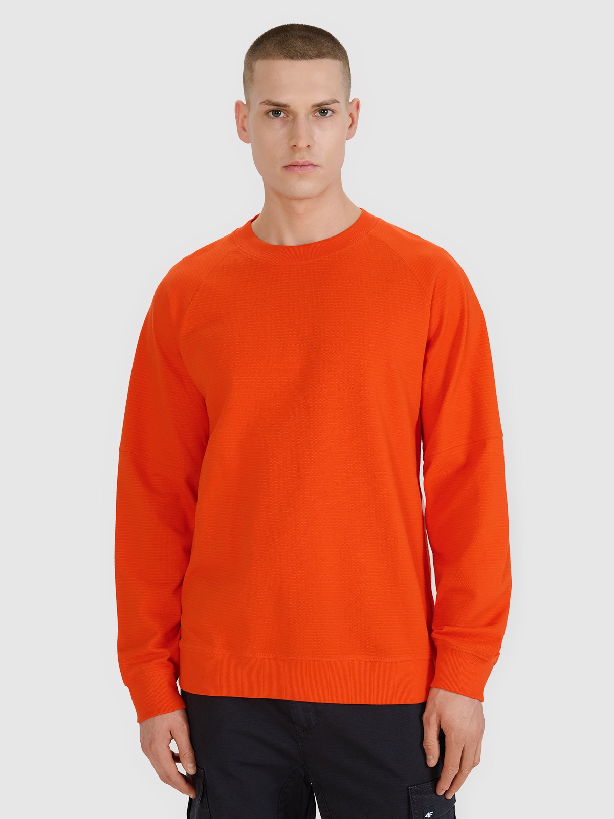 Vyriškas neatsegamas džemperis be gobtuvo - oranžinis