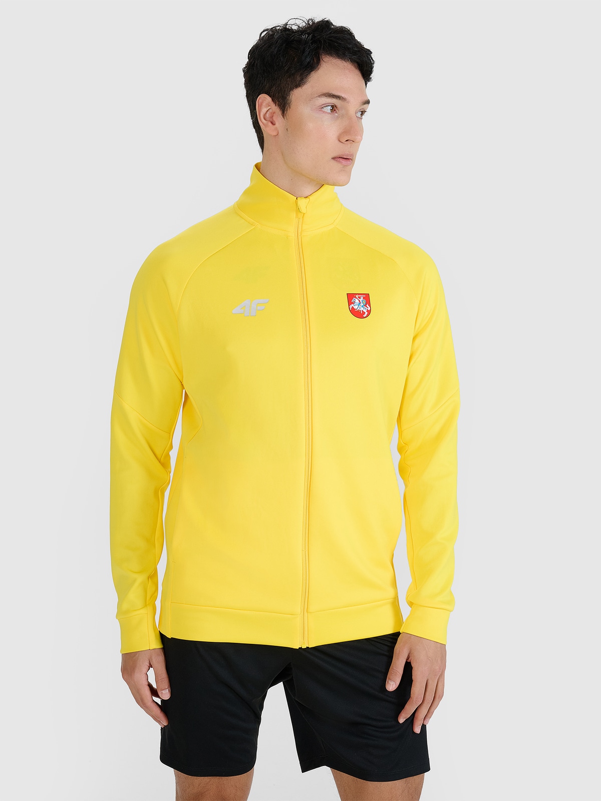 Vyriškas greitai džiūstantis atsegamas džemperis be gobtuvo 4F x LLAF- geltonas