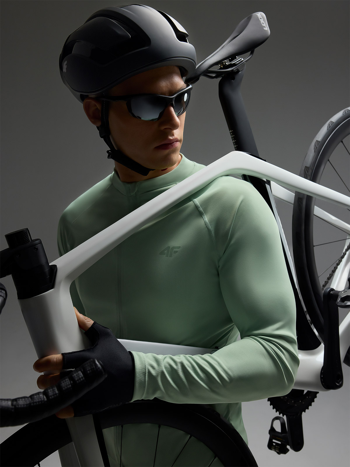 Vyriški longsleeve greitai džiūstantys dviratininko marškinėliai - turkio spalvos