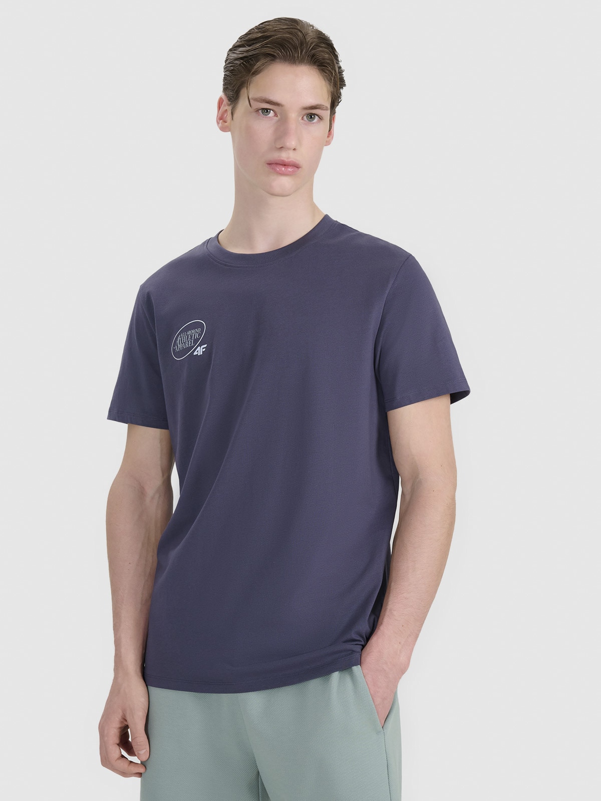 Vyriški T-shirt regular marškinėliai su spauda - pilki