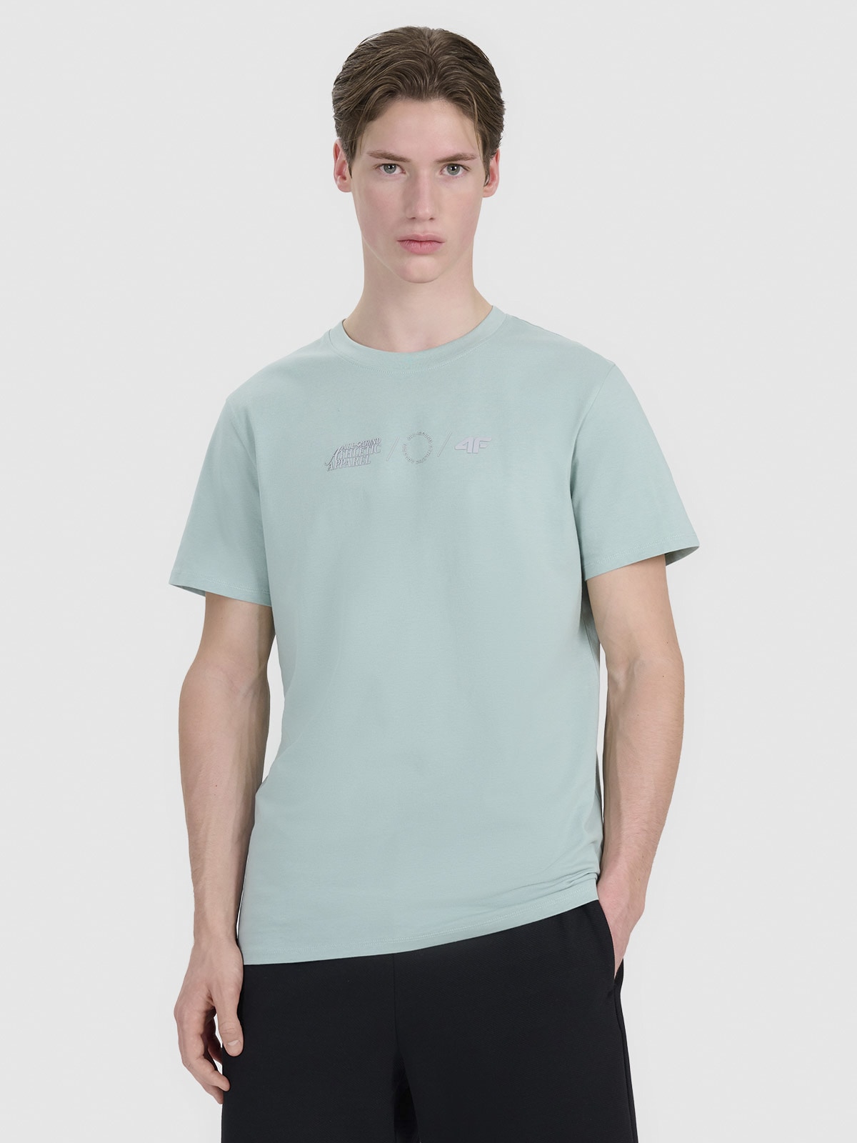 Vyriški T-shirt regular marškinėliai su spauda - turkio spalvos