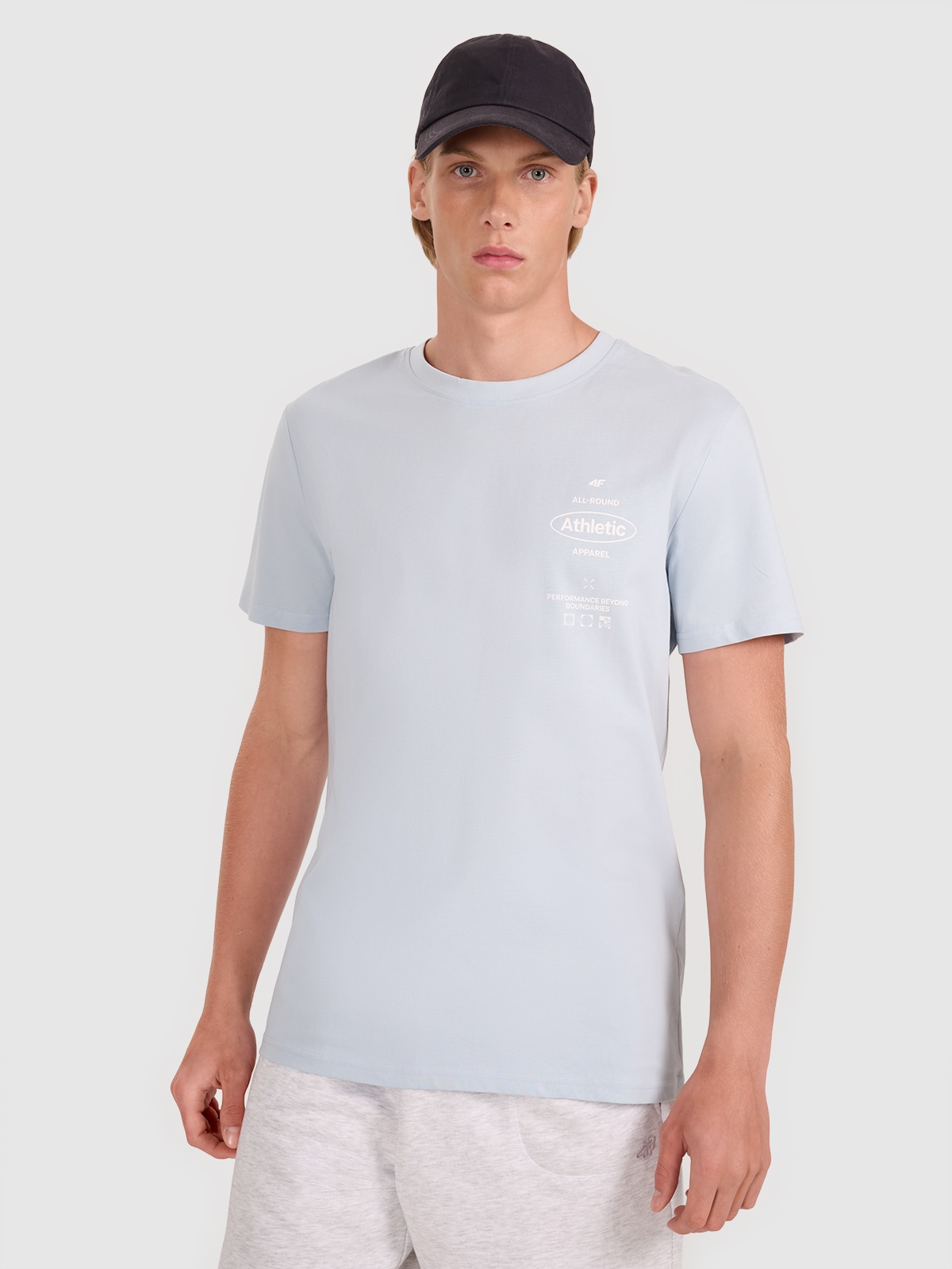 Vyriški T-shirt regular marškinėliai su spauda - mėlyni