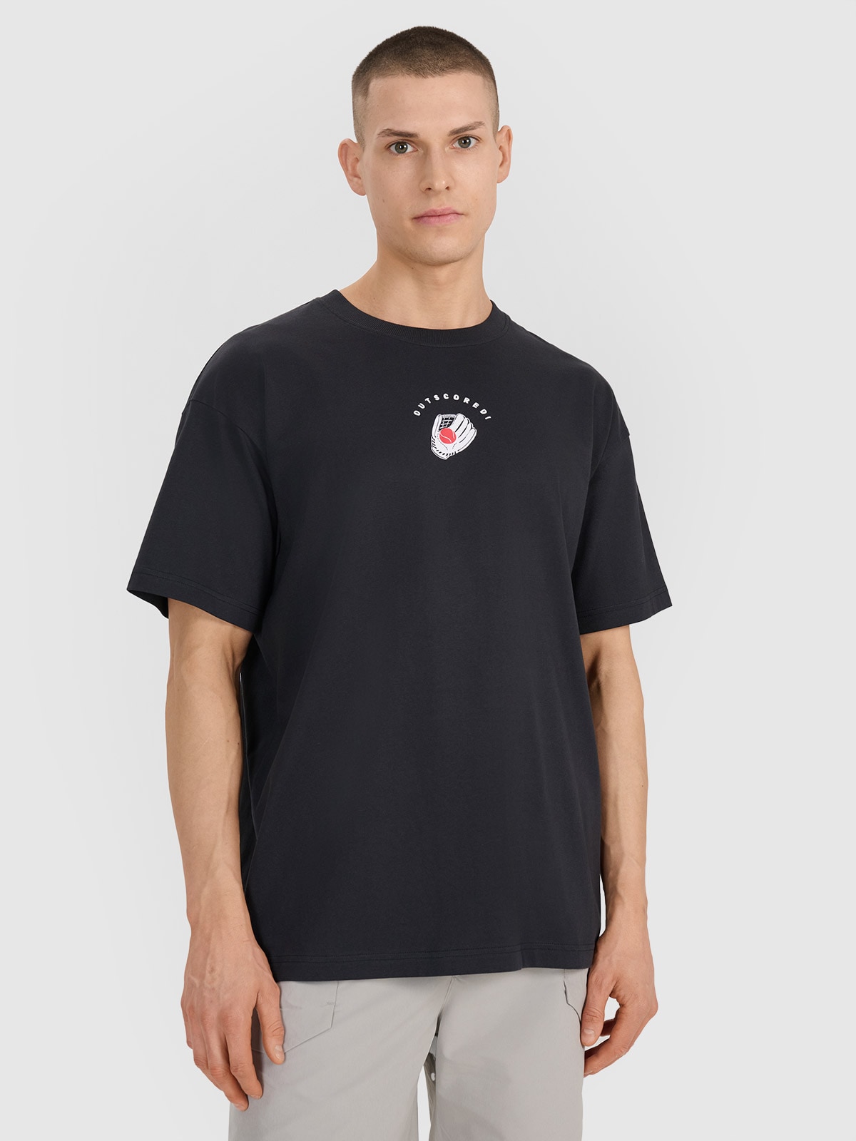 Vyriški T-shirt oversize marškinėliai su grafika - juodi