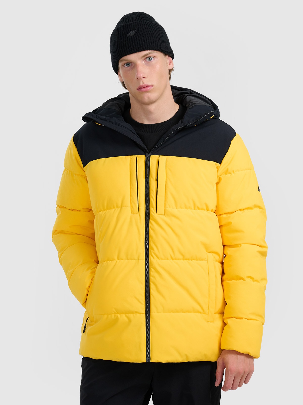 Vyriška striukė su sintetiniu pūkų kamšalu - geltona