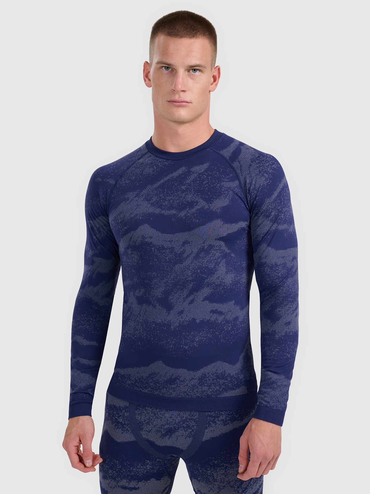 Vyriškas termoaktyvus besiūlis apatinis trikotažas (viršus) - tamsiai mėlynas