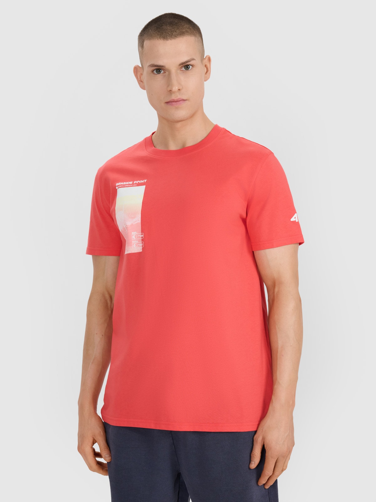 Vyriški T-shirt regular marškinėliai su spauda - raudoni