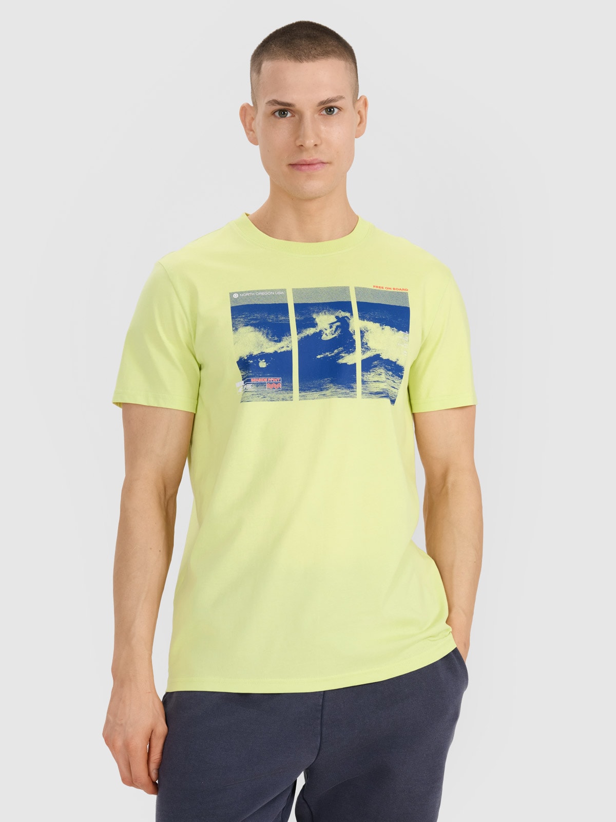 Vyriški T-shirt regular marškinėliai su spauda - žali