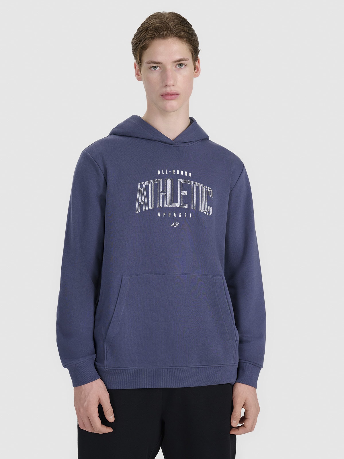 Vyriškas sportinis neatsegamas džemperis su gobtuvu - pilkas