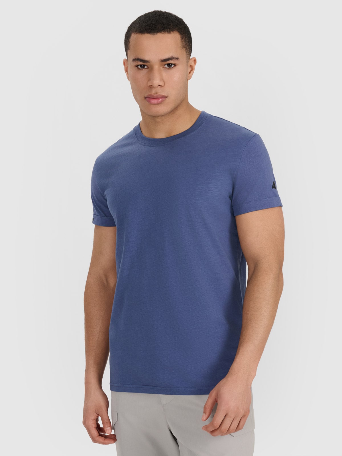 Vyriški T-shirt regular lygūs marškinėliai - tamsiai mėlyni