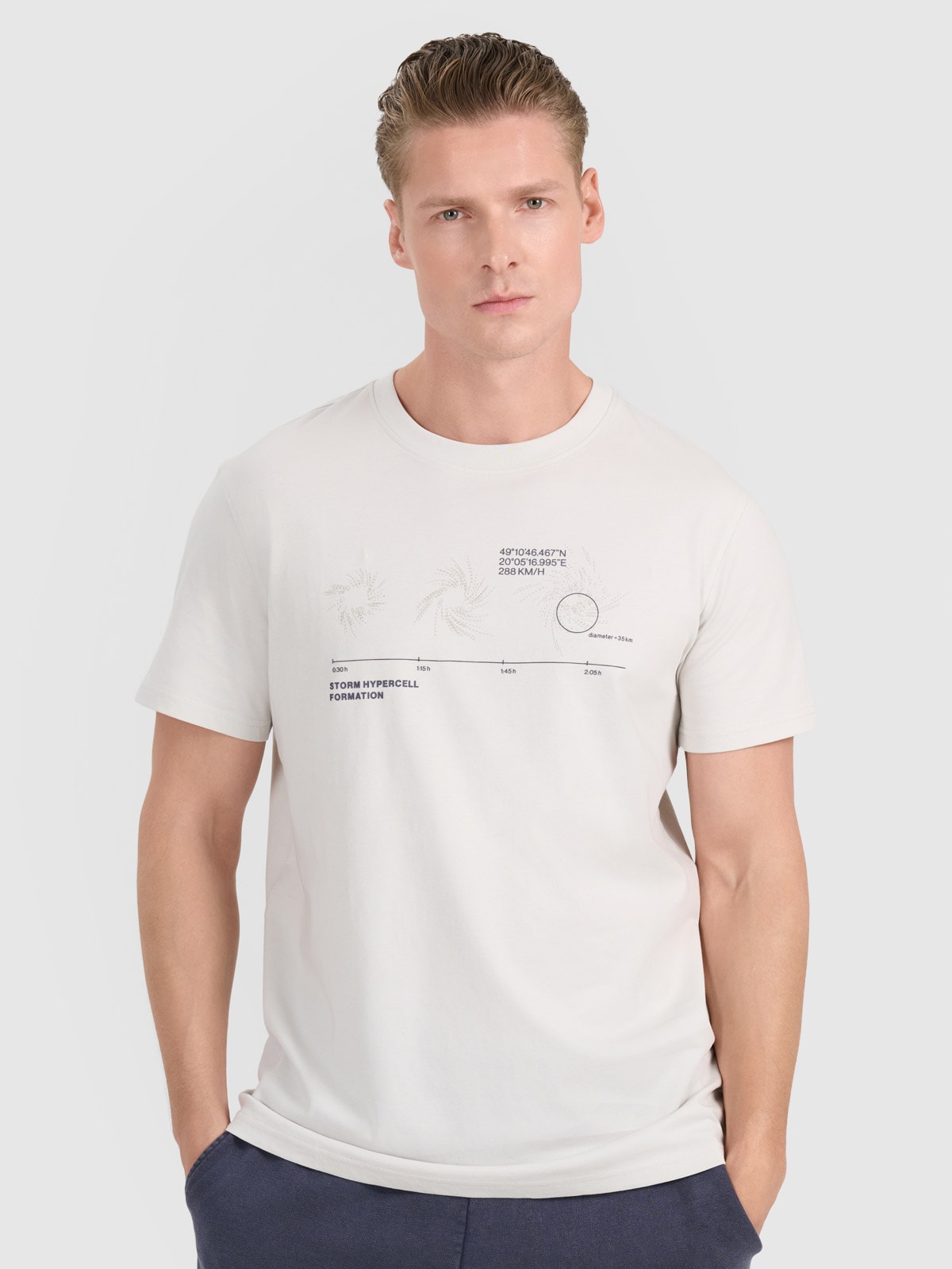 Vyriški T-shirt regular marškinėliai su spauda - pilki