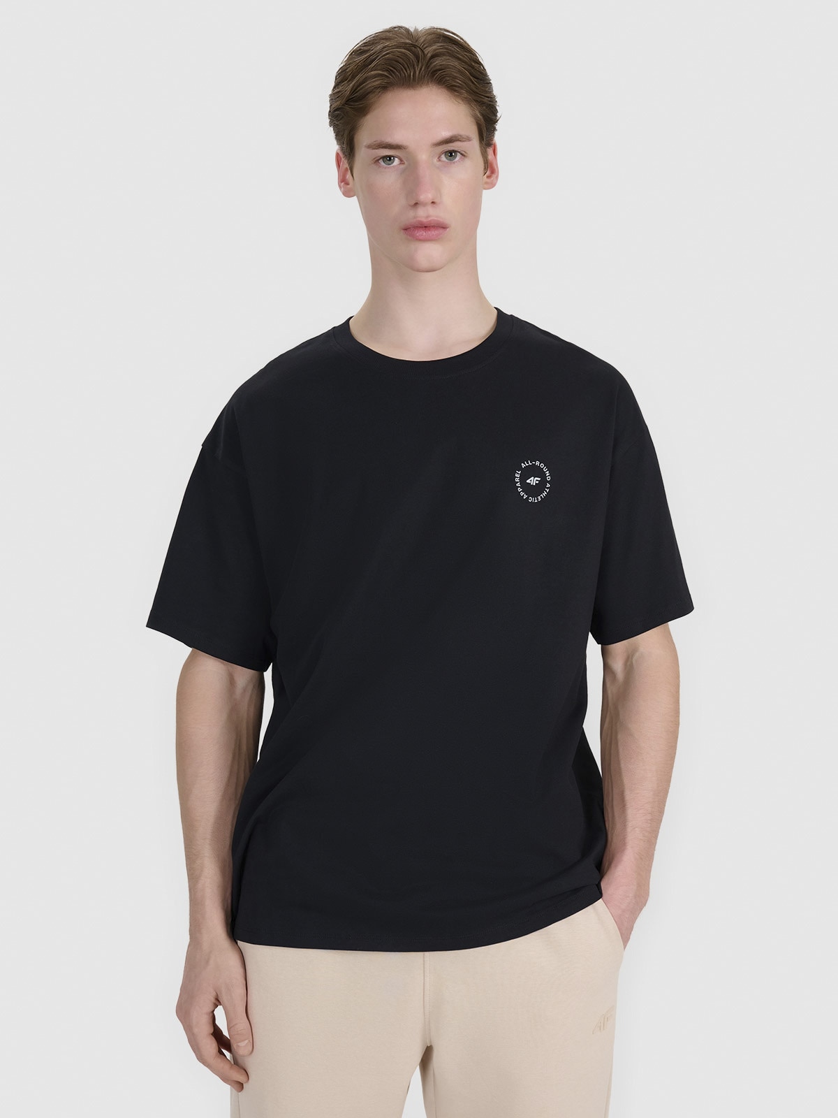 Vyriški T-shirt oversize marškinėliai su grafika - juodi