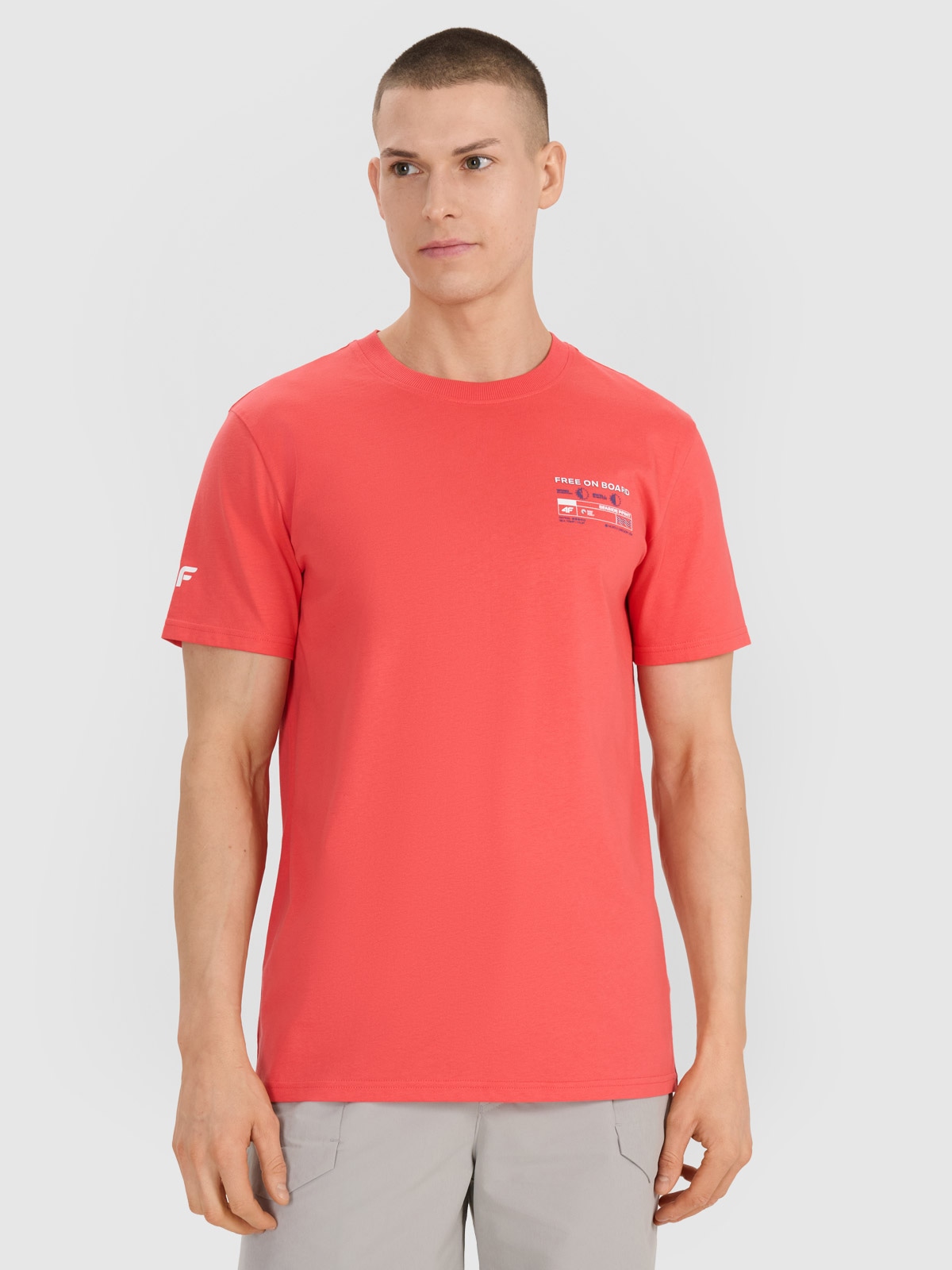 Vyriški T-shirt regular marškinėliai su spauda - rožiniai