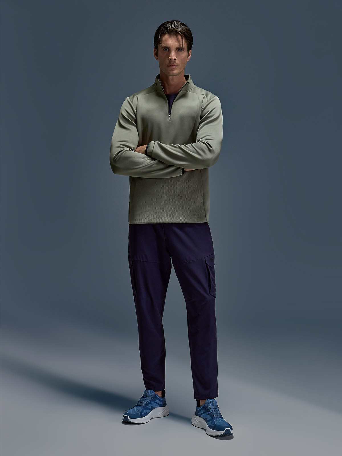 Vyriškos greitai džiūstančios treniruočių kelnės - tamsiai mėlynos