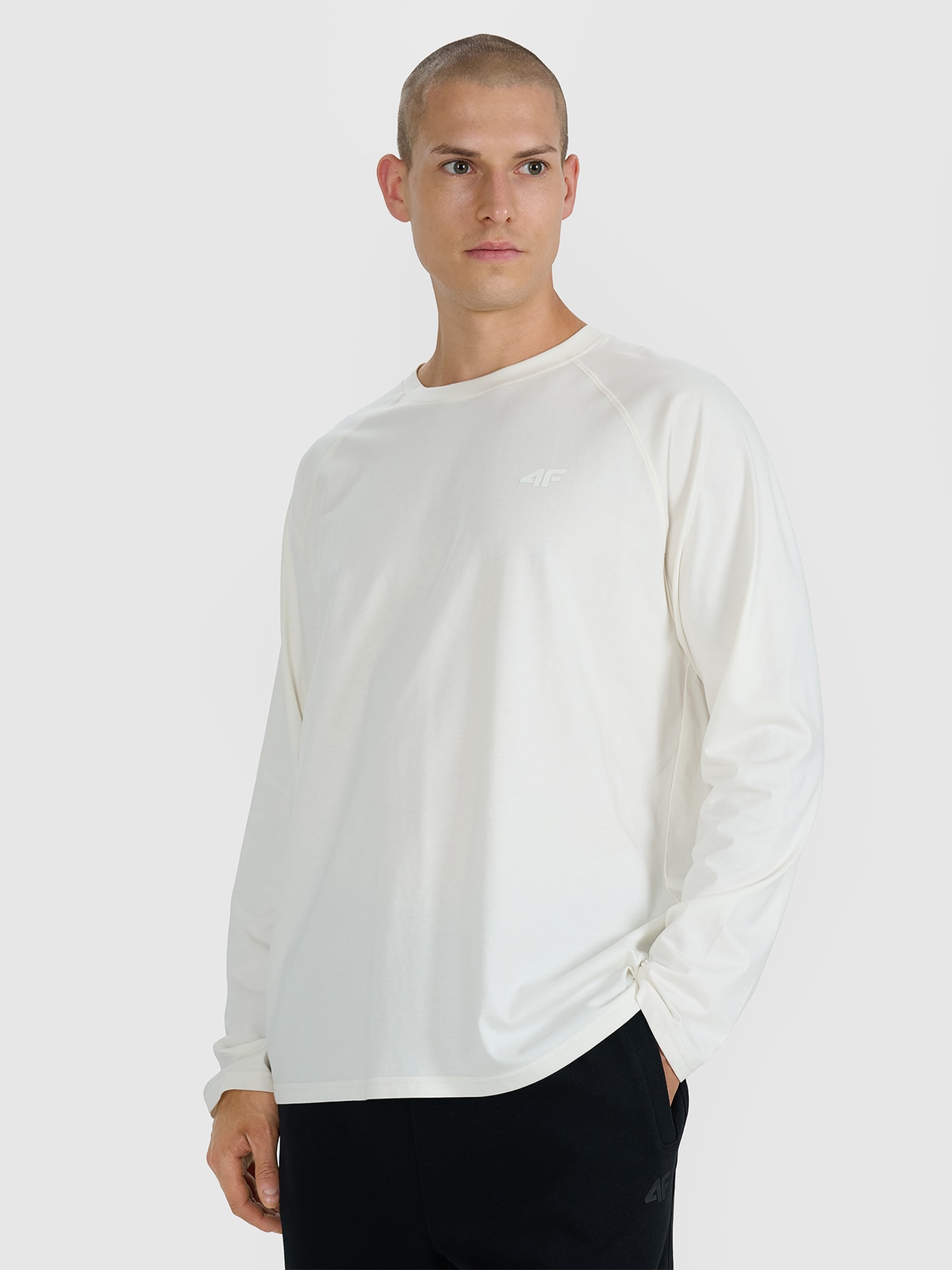 Vyriški Longsleeve oversize lygus marškinėliai - balti