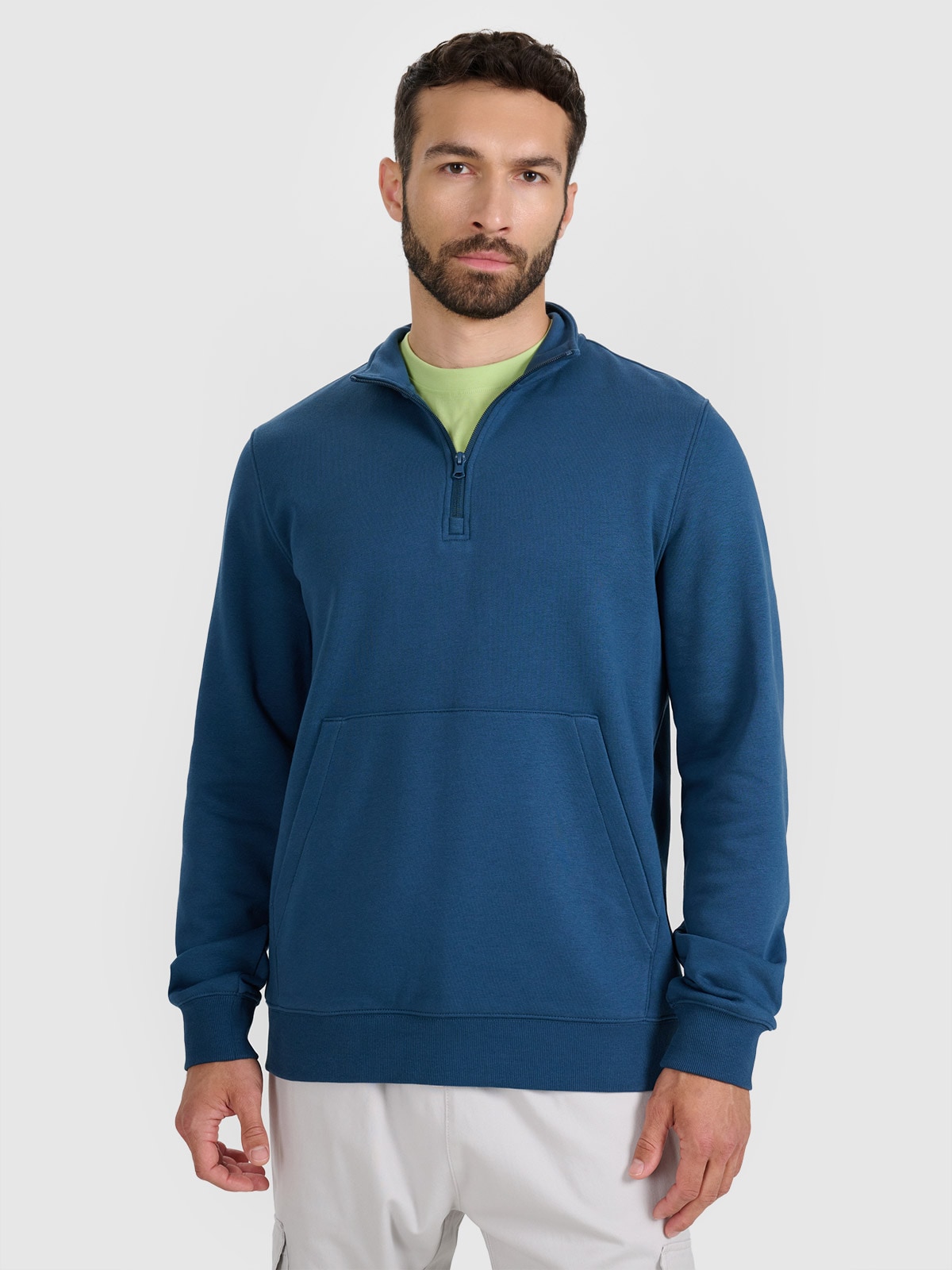 Vyriškas sportinis neatsegamas džemperis be gobtuvo - turkio spalvos