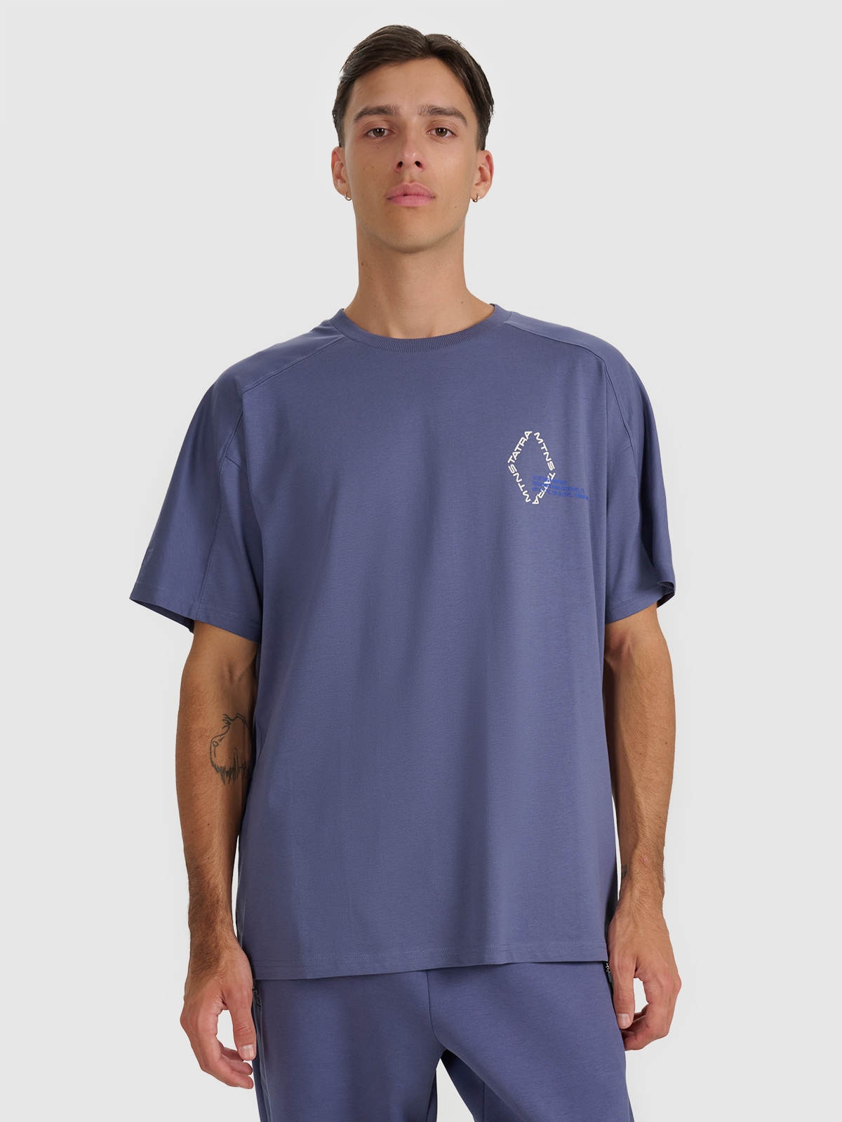 Vyriški T-shirt oversize marškinėliai - tamsiai mėlyni