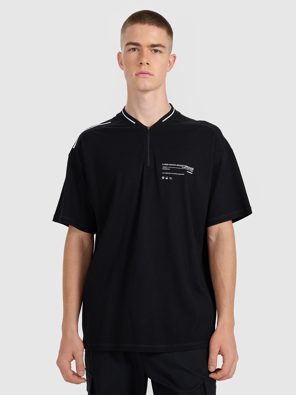 Vyriški polo oversize marškinėliai - juodi