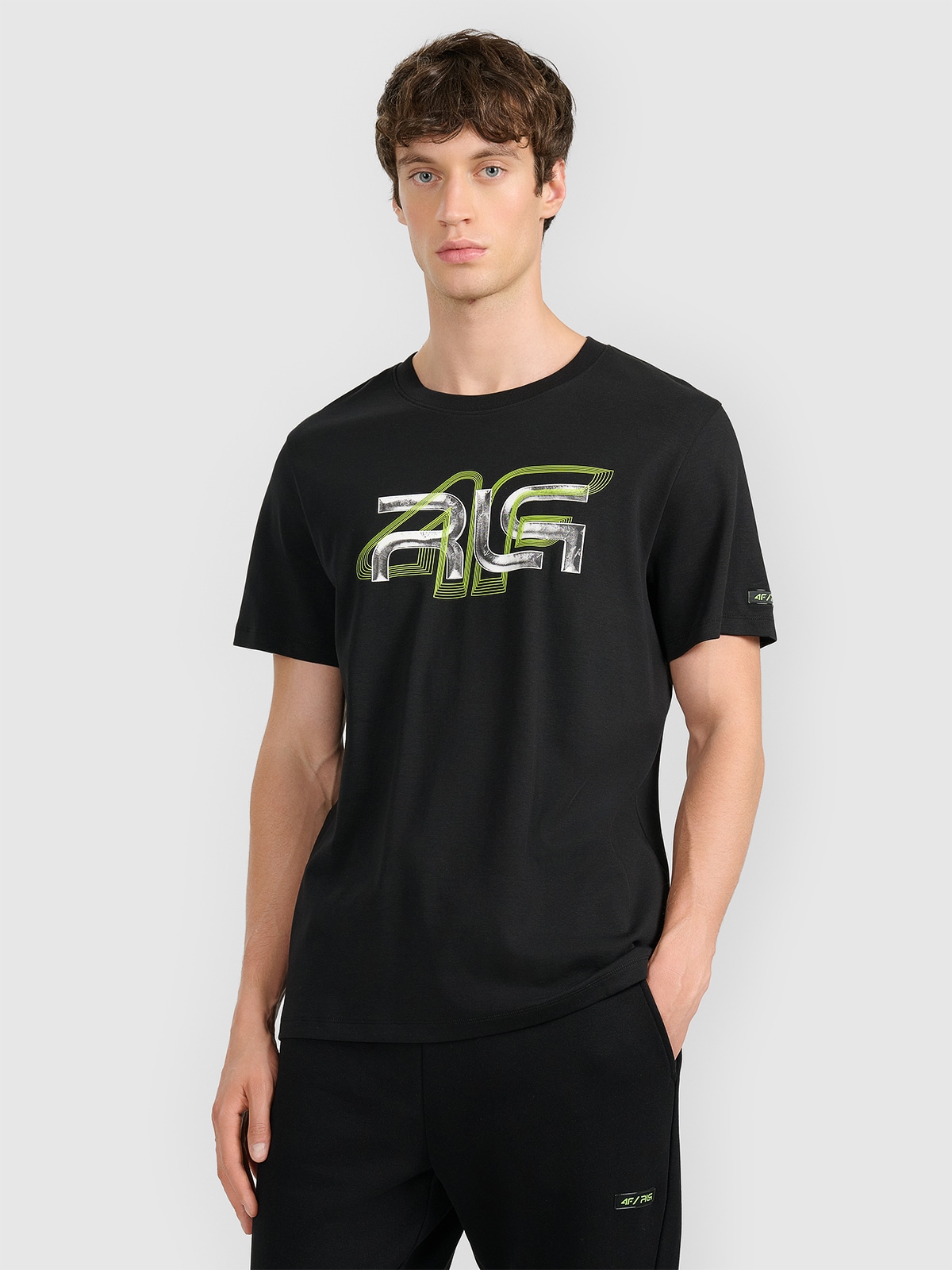 Vyriški T-shirt regular marškinėliai 4F x Robert Lewandowski - juodi