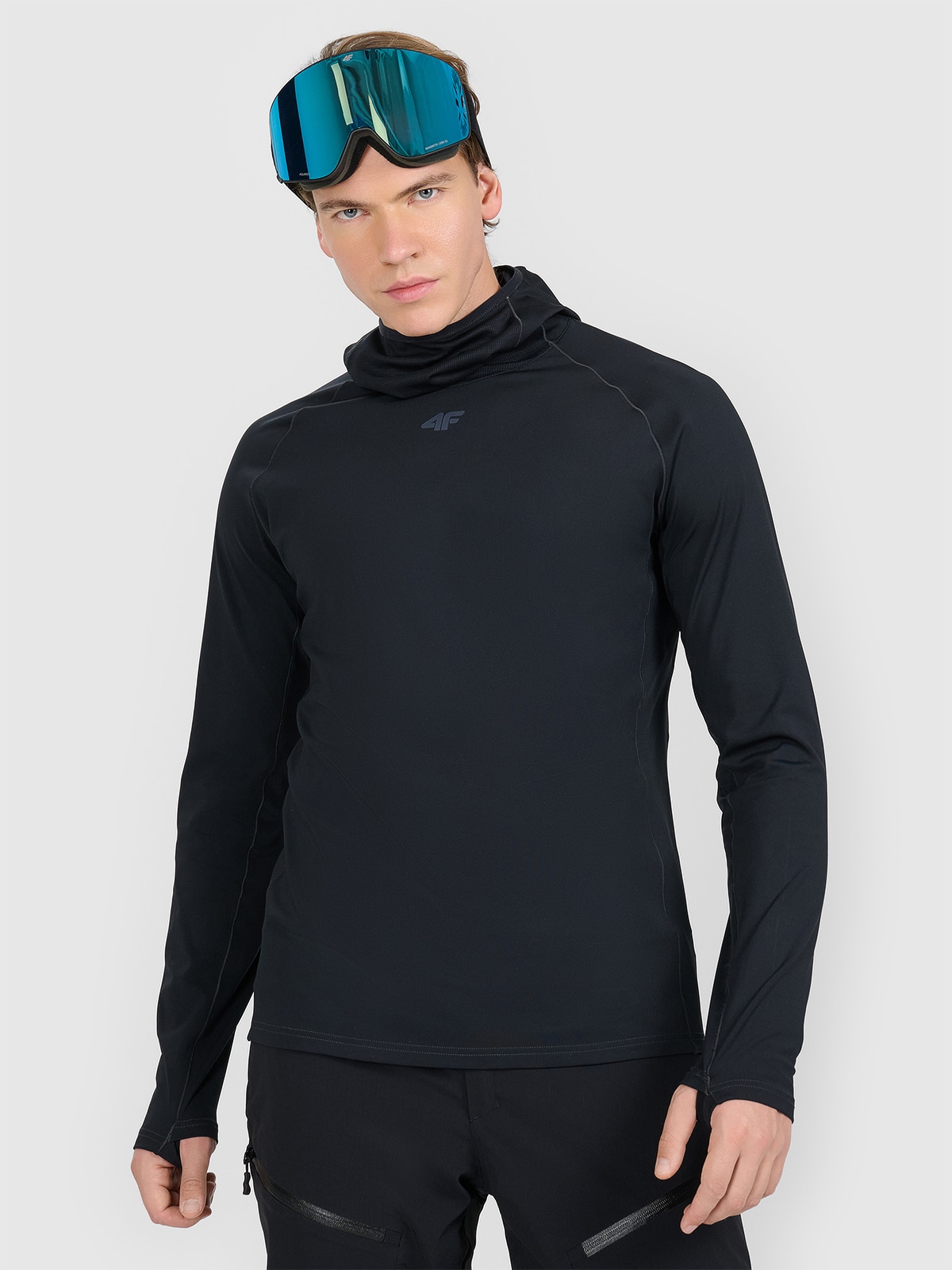 Vyriškas termoaktyvus sukarštas apatinis trikotažas (viršus) - juodas