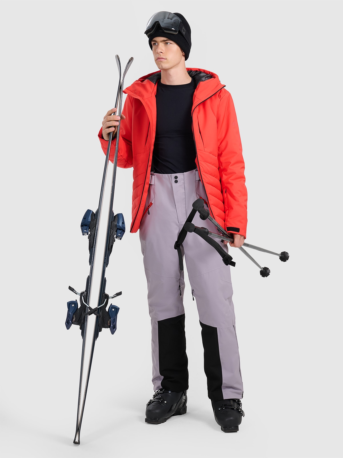 Vyriškos slidinėjimo kelnės su petnešomis Dermizax 20000 membrana - pilkos