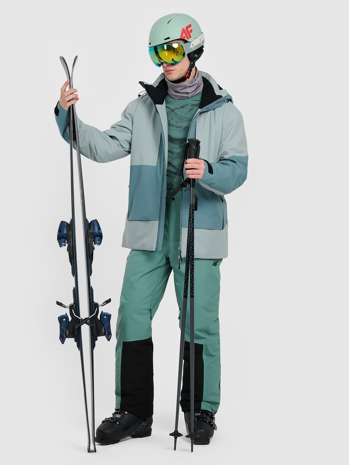 Vyriškos slidinėjimo kelnės su petnešomis Dermizax 20000 membrana- alyvuogių spalvos