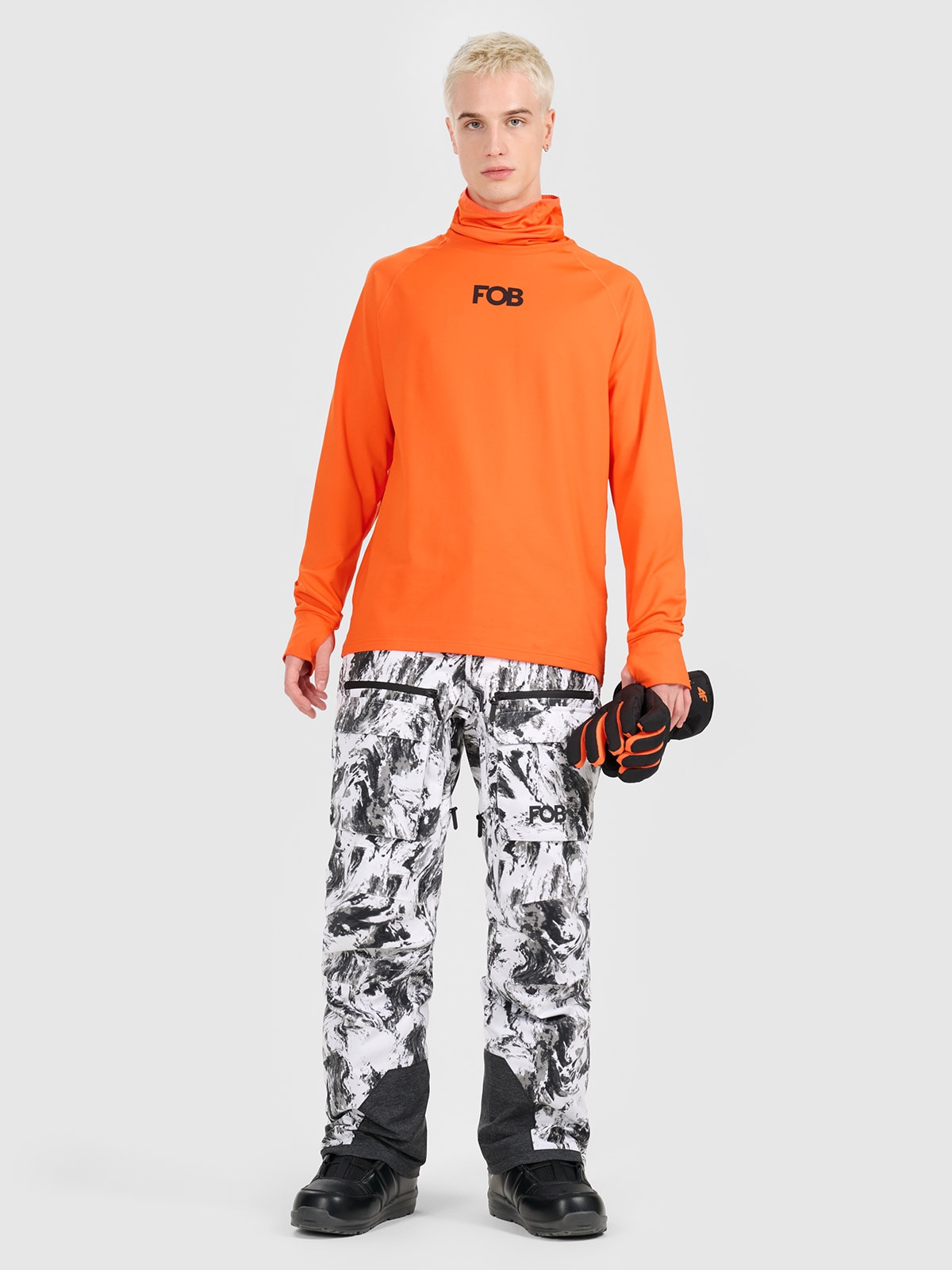 Vyriškas termoaktyvus apšiltintas apatinis trikotažas (viršus) - oranžinis