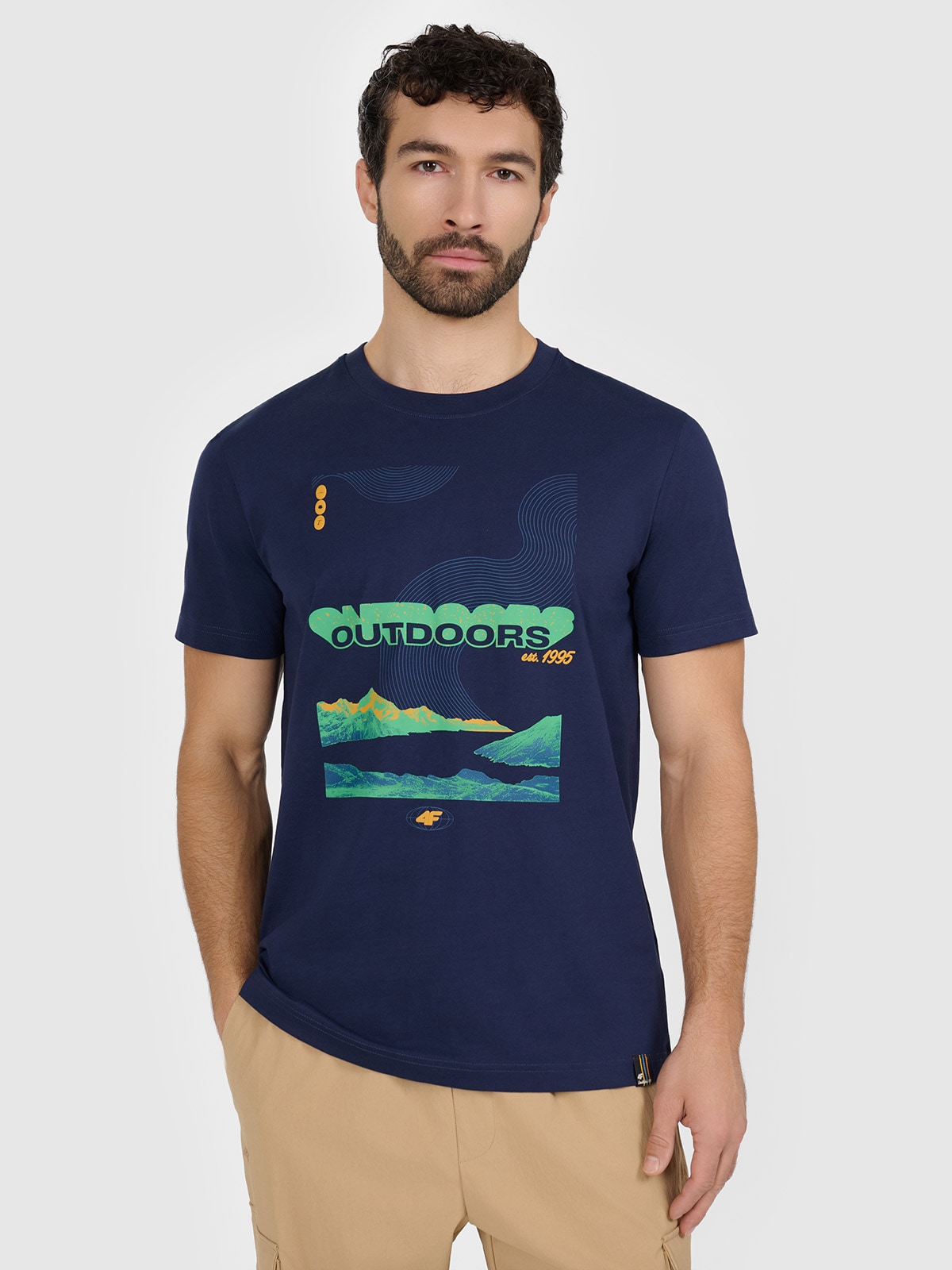 Vyriški T-shirt regular marškinėliai su spauda - tamsiai mėlynos spalvos