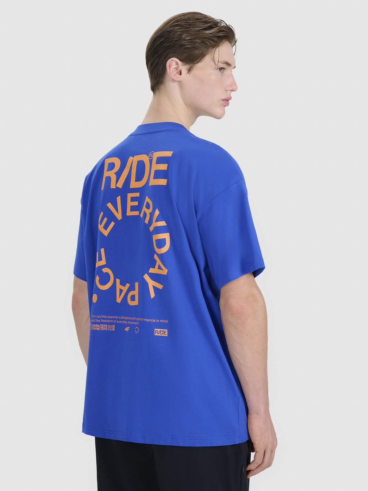 Vyriški T-shirt oversize marškinėliai - mėlyni