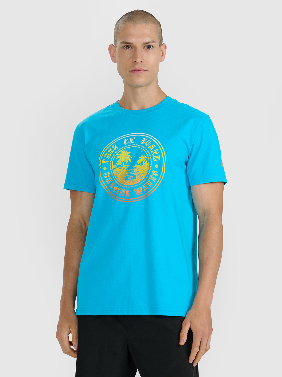 Vyriški T-shirt regular marškinėliai su spauda - mėlyni