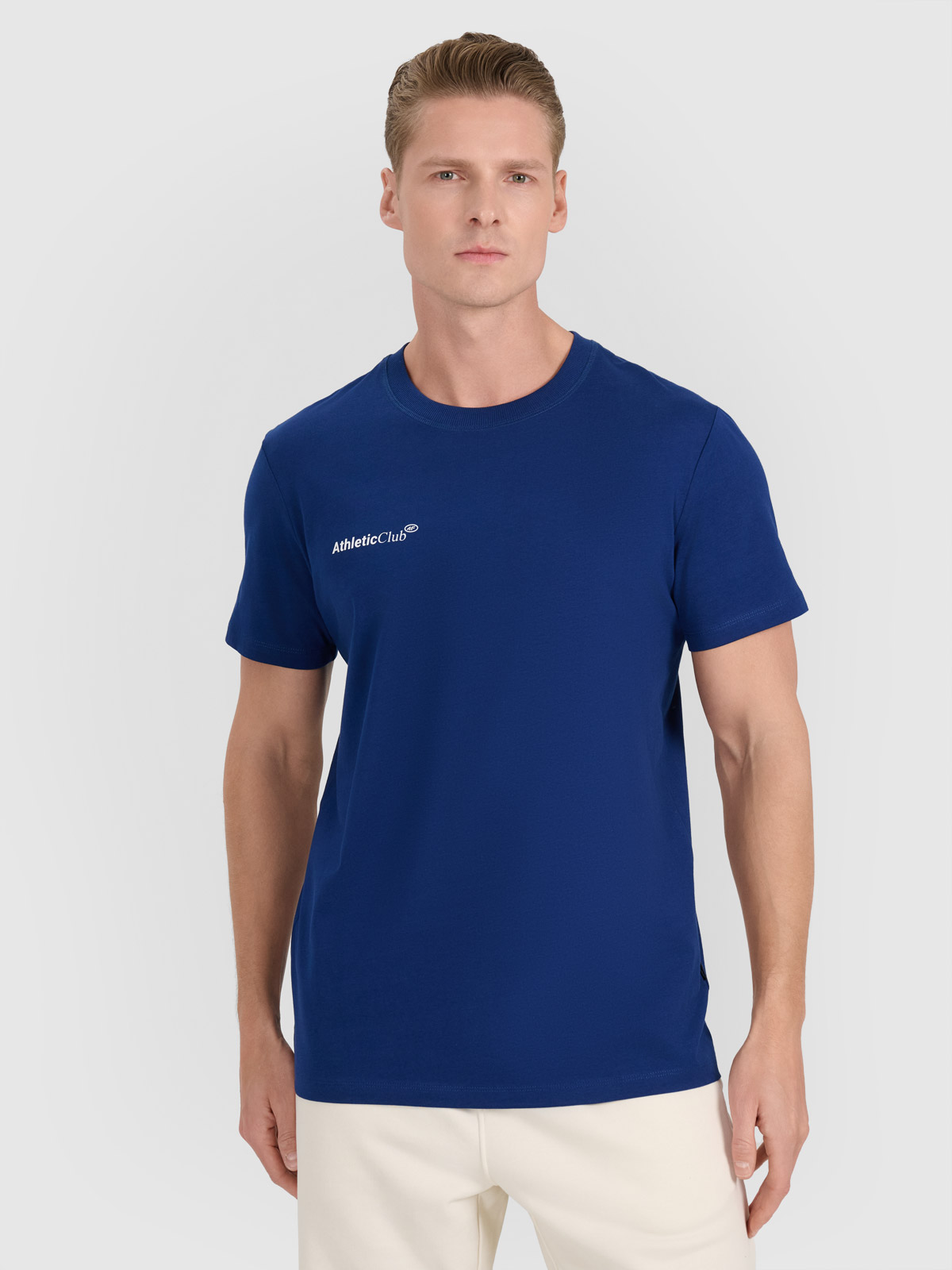 Vyriški T-shirt regular marškinėliai su spauda - tamsiai mėlynos spalvos