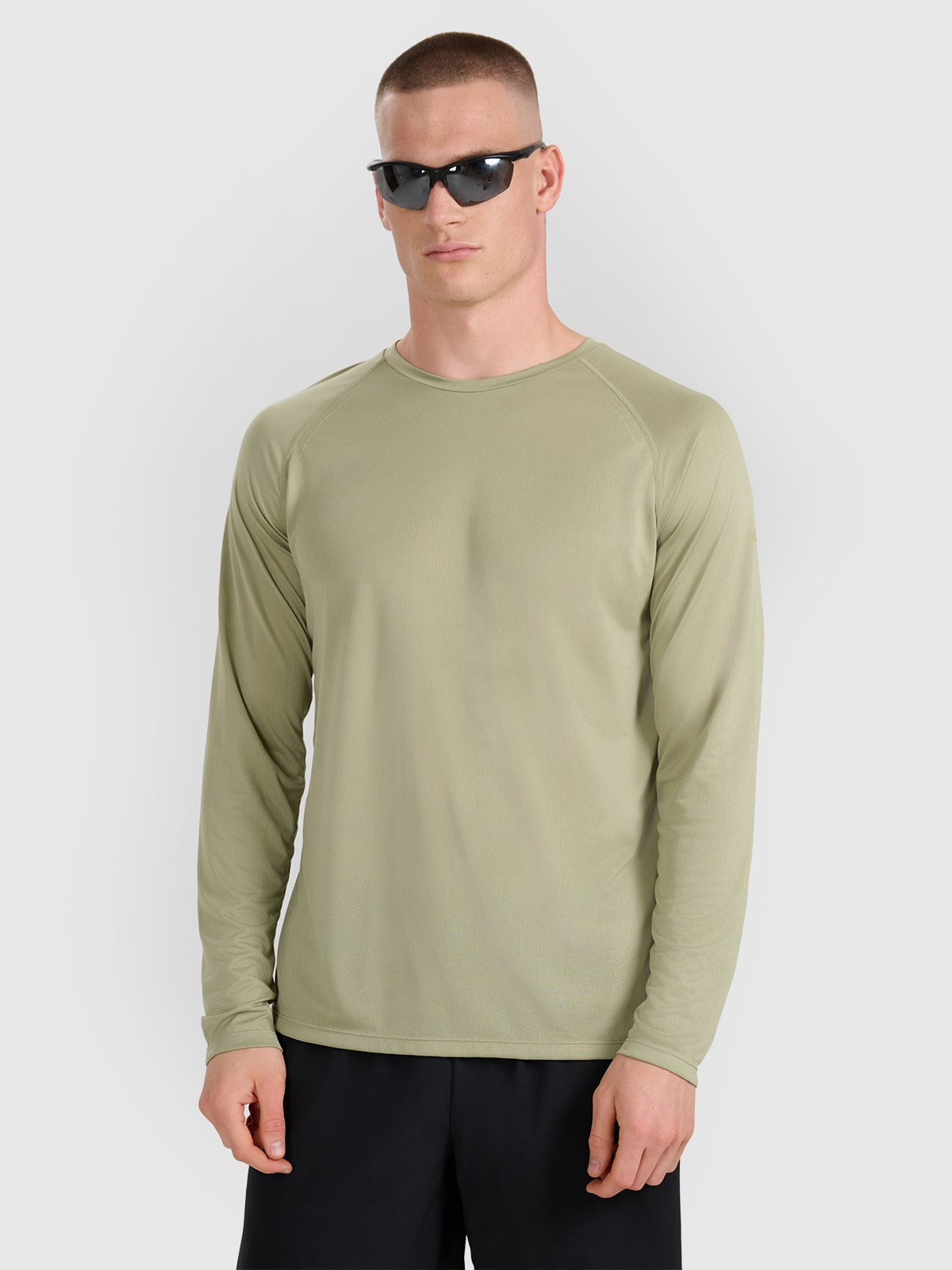 Vyriški Longsleeve greitai džiūstantys bėgimo marškinėliai - alyvuogių spalvos