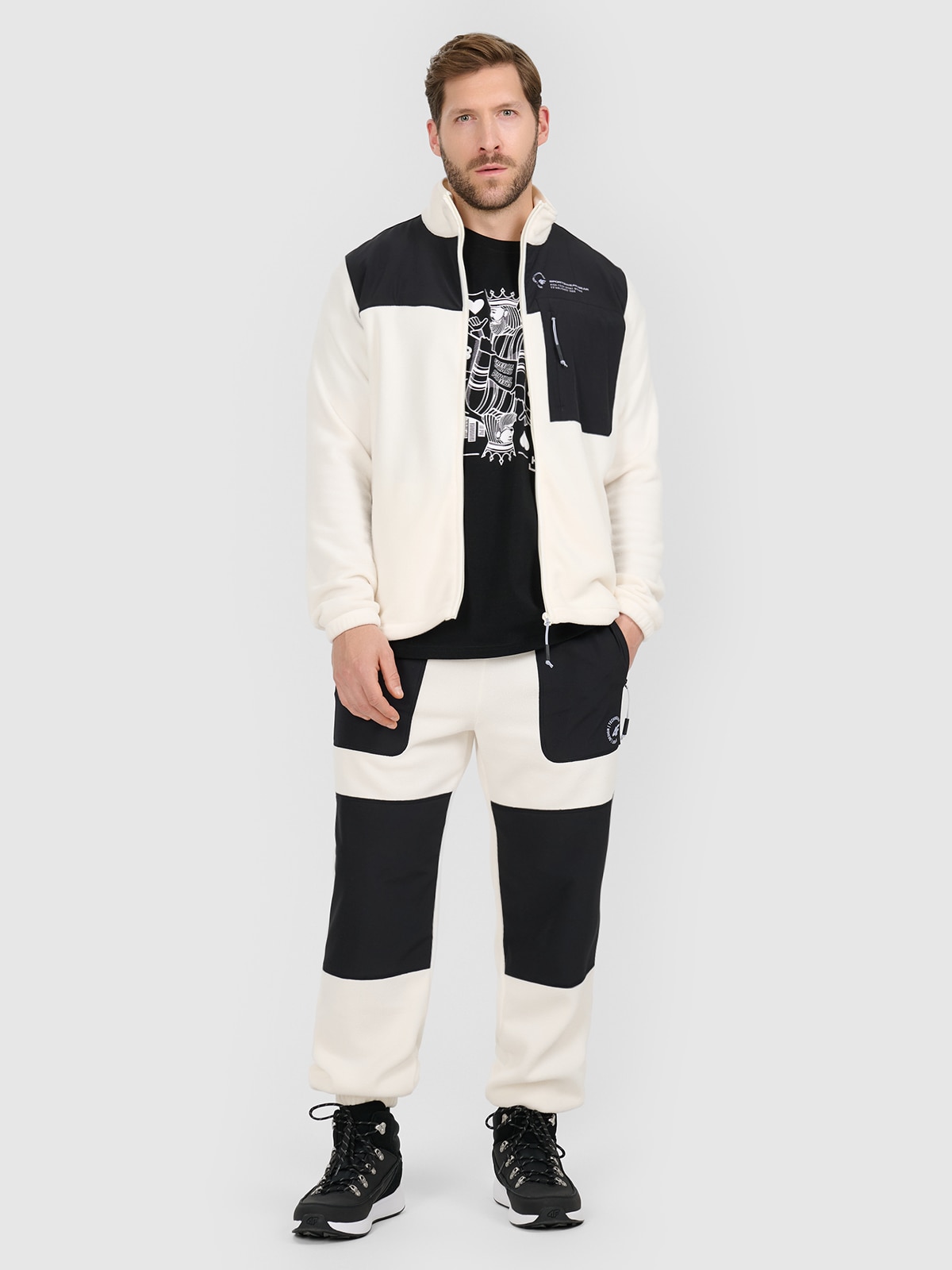 Vyriškos fliso jogger kelnės - smėlio spalvos