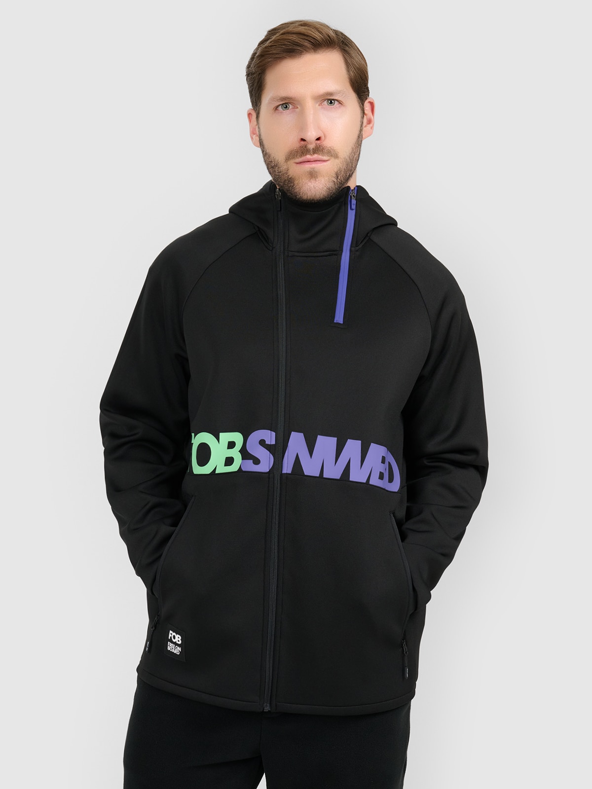 Vyriškas sportinis atsegamas džemperis su gobtuvu - juodas