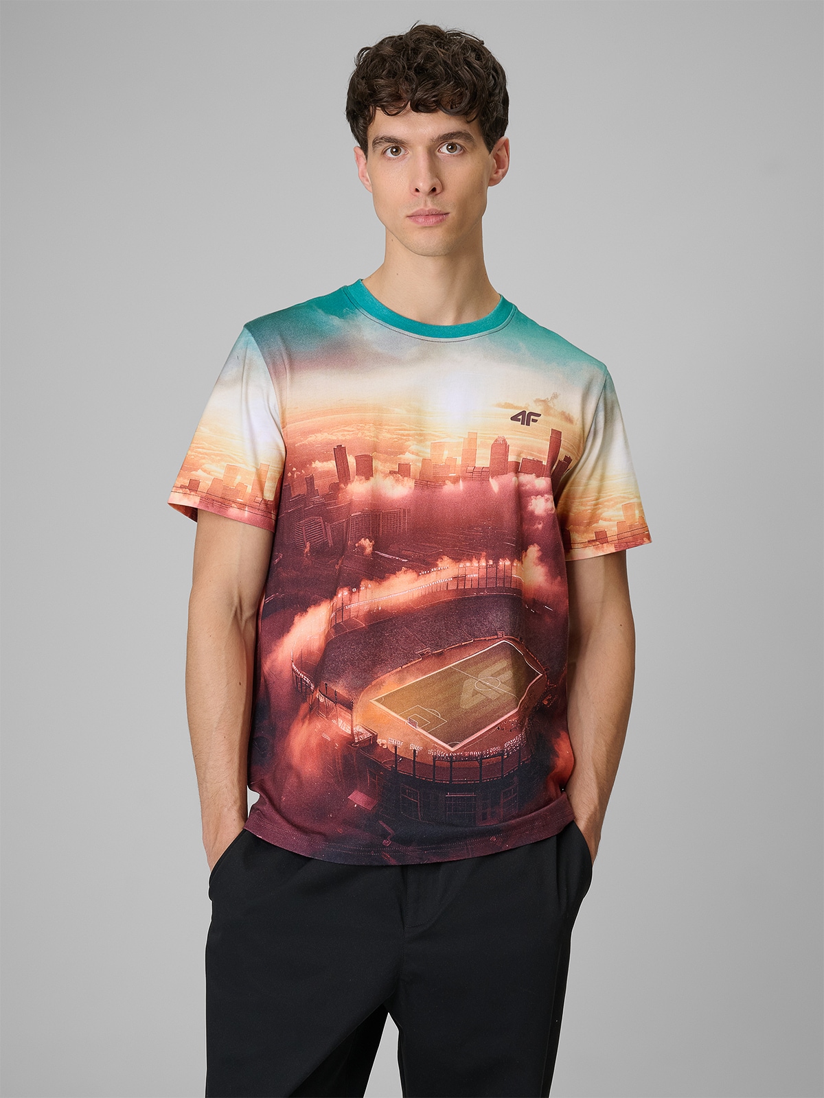 Vyriški T-shirt regular marškinėliai su spauda - daugiaspalviai