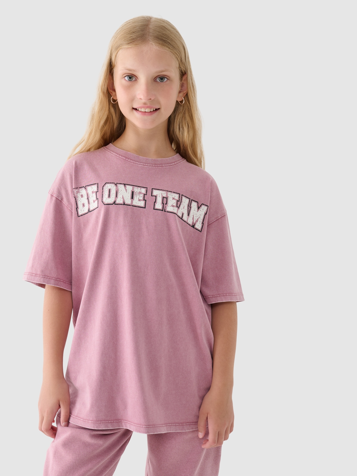 T-shirt marškinėliai su spauda mergaitėms - rožiniai