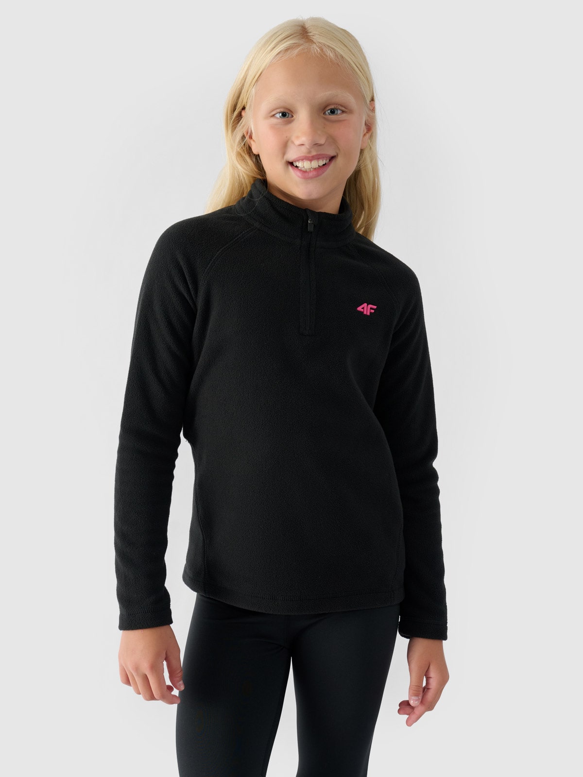 Termoaktyvus apatinis fliso trikotažas (viršus) mergaitėms - juodas