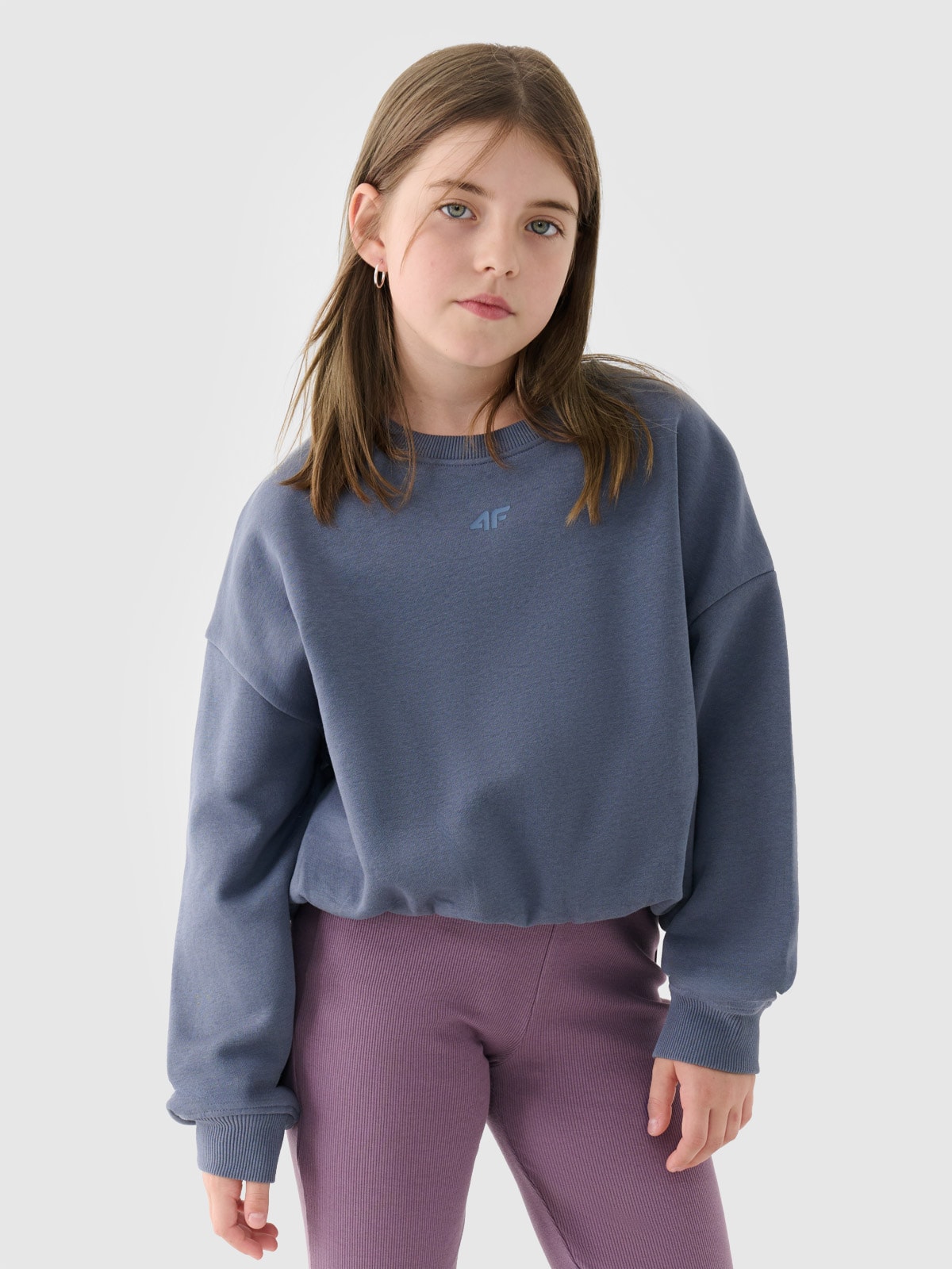 Sportinis neatsegamas džemperis be gobtuvo mergaitėms - mėlynas